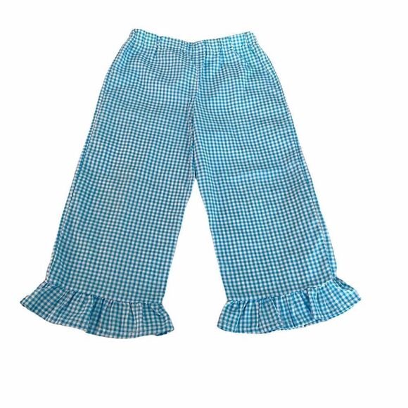 Handmade Lightweight Gingham Ruffle Crop Pants - Picture 1 of 5